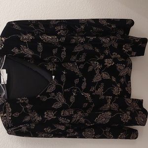 Black and metallic gold velvet tank top and jacket set